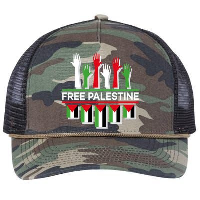 Free Palestine Hands United Retro Rope Trucker Hat Cap