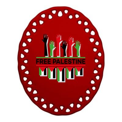 Free Palestine Hands United Ceramic Oval Ornament