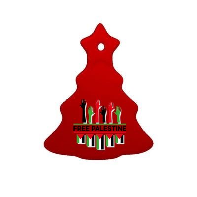 Free Palestine Hands United Ceramic Tree Ornament