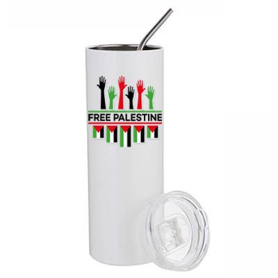 Free Palestine Hands United Stainless Steel Tumbler