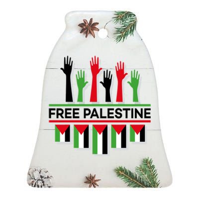 Free Palestine Hands United Ceramic Bell Ornament