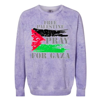 Free Palestine Pray For Gaza Palestinian Flag Colorblast Crewneck Sweatshirt