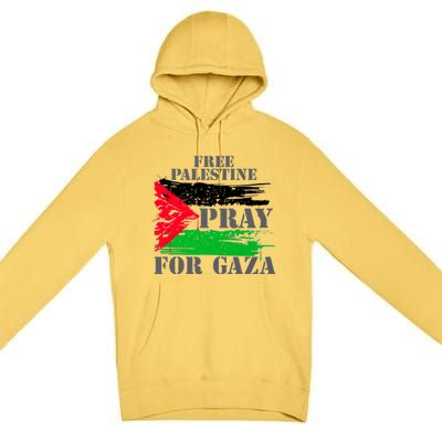 Free Palestine Pray For Gaza Palestinian Flag Premium Pullover Hoodie