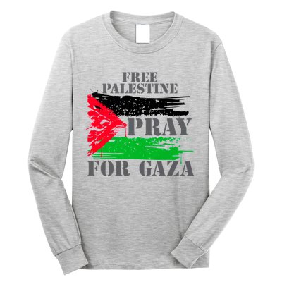 Free Palestine Pray For Gaza Palestinian Flag Long Sleeve Shirt