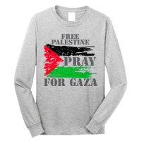 Free Palestine Pray For Gaza Palestinian Flag Long Sleeve Shirt