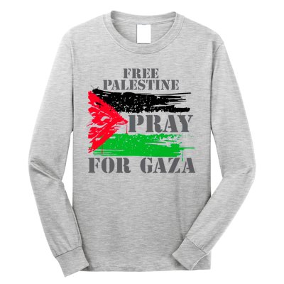 Free Palestine Pray For Gaza Palestinian Flag Long Sleeve Shirt