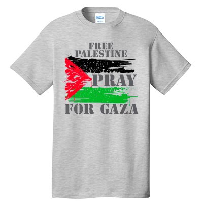 Free Palestine Pray For Gaza Palestinian Flag Tall T-Shirt