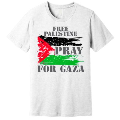 Free Palestine Pray For Gaza Palestinian Flag Premium T-Shirt