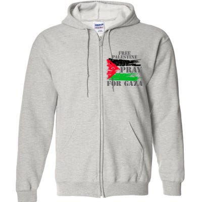 Free Palestine Pray For Gaza Palestinian Flag Full Zip Hoodie