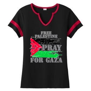 Free Palestine Pray For Gaza Palestinian Flag Ladies Halftime Notch Neck Tee