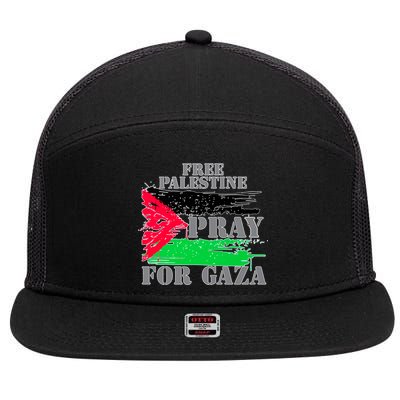 Free Palestine Pray For Gaza Palestinian Flag 7 Panel Mesh Trucker Snapback Hat