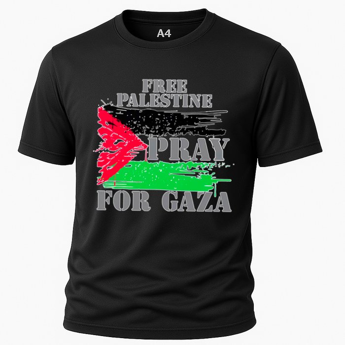 Free Palestine Pray For Gaza Palestinian Flag Cooling Performance Crew T-Shirt