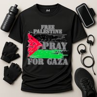 Free Palestine Pray For Gaza Palestinian Flag Cooling Performance Crew T-Shirt