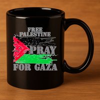 Free Palestine Pray For Gaza Palestinian Flag 11oz C Handle Ceramic Mug
