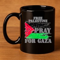Free Palestine Pray For Gaza Palestinian Flag 11oz C Handle Ceramic Mug