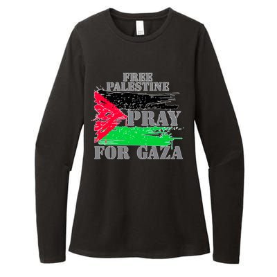 Free Palestine Pray For Gaza Palestinian Flag Womens CVC Long Sleeve Shirt