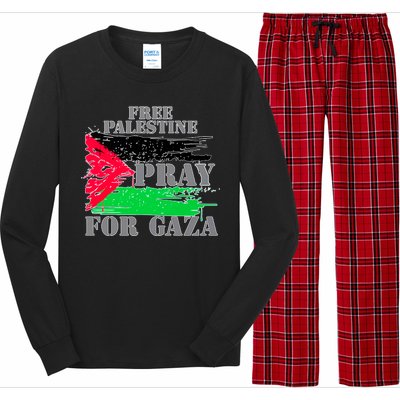 Free Palestine Pray For Gaza Palestinian Flag Long Sleeve Pajama Set