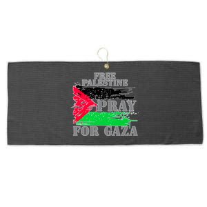 Free Palestine Pray For Gaza Palestinian Flag Large Microfiber Waffle Golf Towel