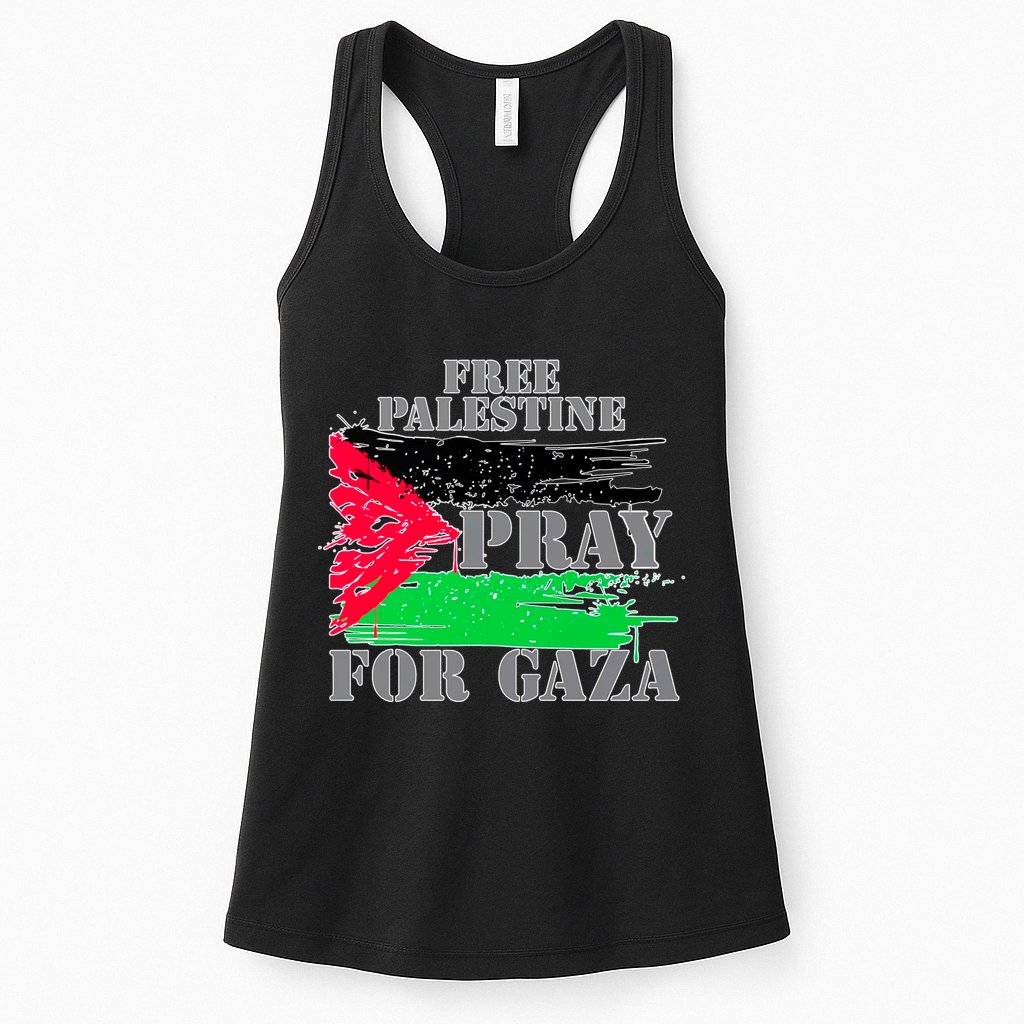 Free Palestine Pray For Gaza Palestinian Flag Womens Tank Top