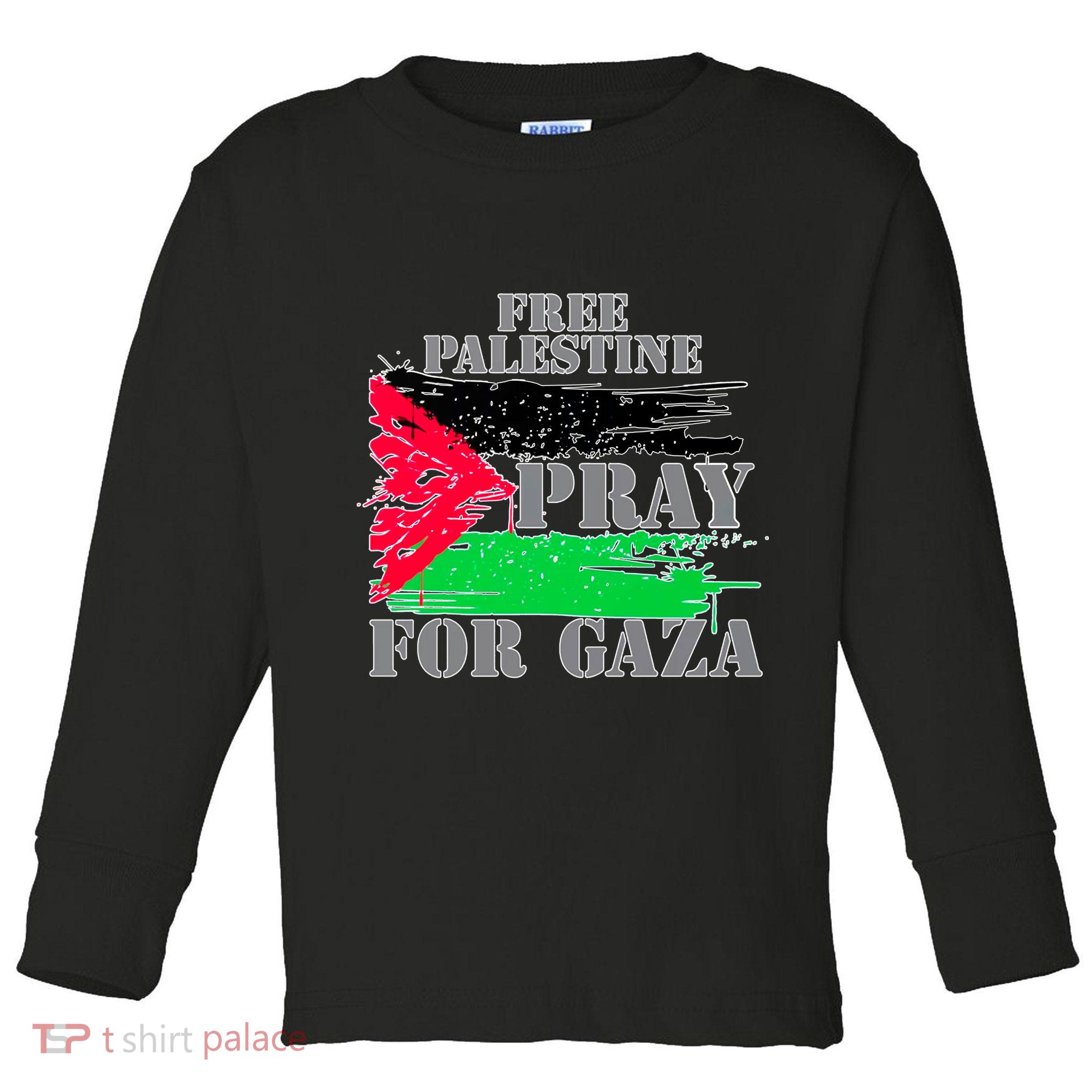 Free Palestine Pray For Gaza Palestinian Flag Toddler Long Sleeve Shirt
