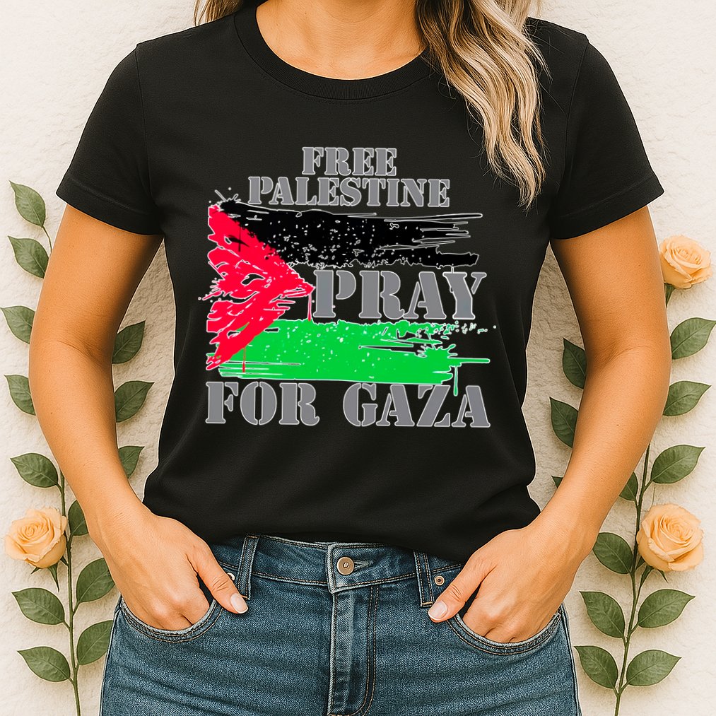 Free Palestine Pray For Gaza Palestinian Flag Womens T-Shirt