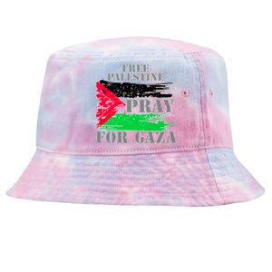 Free Palestine Pray For Gaza Palestinian Flag Tie-Dyed Bucket Hat