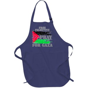 Free Palestine Pray For Gaza Palestinian Flag Full-Length Apron With Pockets