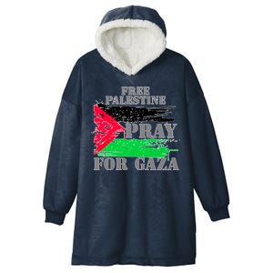 Free Palestine Pray For Gaza Palestinian Flag Hooded Wearable Blanket