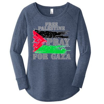 Free Palestine Pray For Gaza Palestinian Flag Women's Perfect Tri Tunic Long Sleeve Shirt