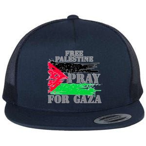 Free Palestine Pray For Gaza Palestinian Flag Flat Bill Trucker Hat