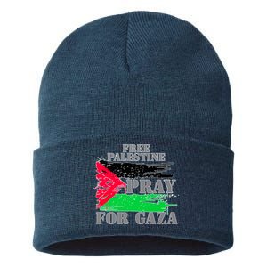 Free Palestine Pray For Gaza Palestinian Flag Sustainable Knit Beanie