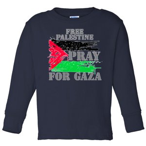 Free Palestine Pray For Gaza Palestinian Flag Toddler Long Sleeve Shirt