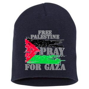 Free Palestine Pray For Gaza Palestinian Flag Short Acrylic Beanie