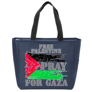 Free Palestine Pray For Gaza Palestinian Flag Zip Tote Bag