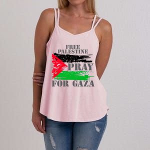 Free Palestine Pray For Gaza Palestinian Flag Women's Strappy Tank