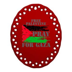 Free Palestine Pray For Gaza Palestinian Flag Ceramic Oval Ornament