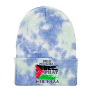 Free Palestine Pray For Gaza Palestinian Flag Tie Dye 12in Knit Beanie