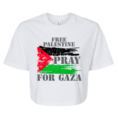 Free Palestine Pray For Gaza Palestinian Flag Bella+Canvas Jersey Crop Tee