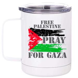 Free Palestine Pray For Gaza Palestinian Flag 12 oz Stainless Steel Tumbler Cup