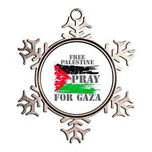 Free Palestine Pray For Gaza Palestinian Flag Metallic Star Ornament