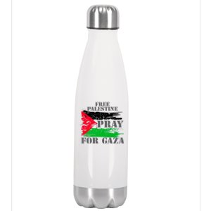 Free Palestine Pray For Gaza Palestinian Flag Stainless Steel Insulated Water Bottle