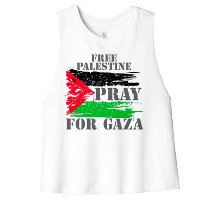 Free Palestine Pray For Gaza Palestinian Flag Women's Racerback Cropped Tank