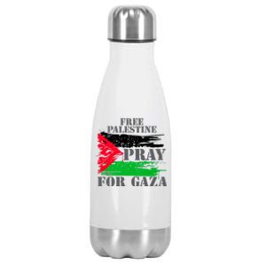 Free Palestine Pray For Gaza Palestinian Flag Stainless Steel Insulated Water Bottle