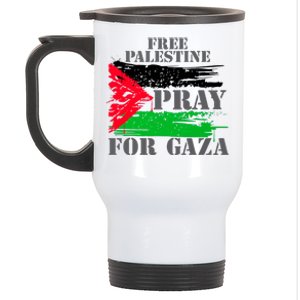 Free Palestine Pray For Gaza Palestinian Flag Stainless Steel Travel Mug