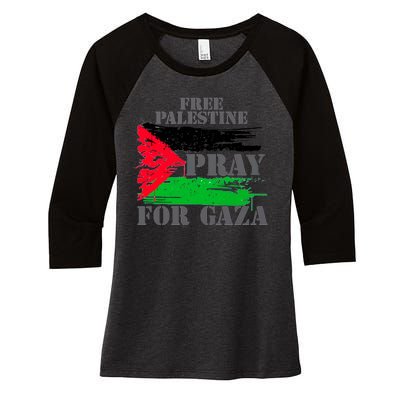 Free Palestine Pray For Gaza Palestinian Flag Women's Tri-Blend 3/4-Sleeve Raglan Shirt