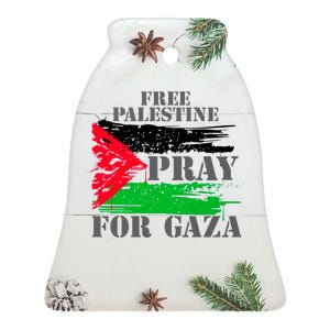 Free Palestine Pray For Gaza Palestinian Flag Ceramic Bell Ornament