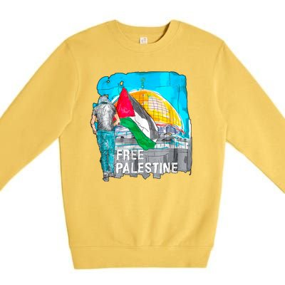 Free Palestine Save Gaza Ilustraion Premium Crewneck Sweatshirt