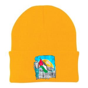 Free Palestine Save Gaza Ilustraion Knit Cap Winter Beanie