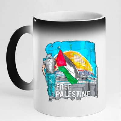 Free Palestine Save Gaza Ilustraion 11oz Black Color Changing Mug