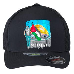 Free Palestine Save Gaza Ilustraion Flexfit Unipanel Trucker Cap